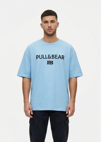 Pull&Bear Oversized T-Shirt For Men (Sky-Blue) - Sohu Lifestyle