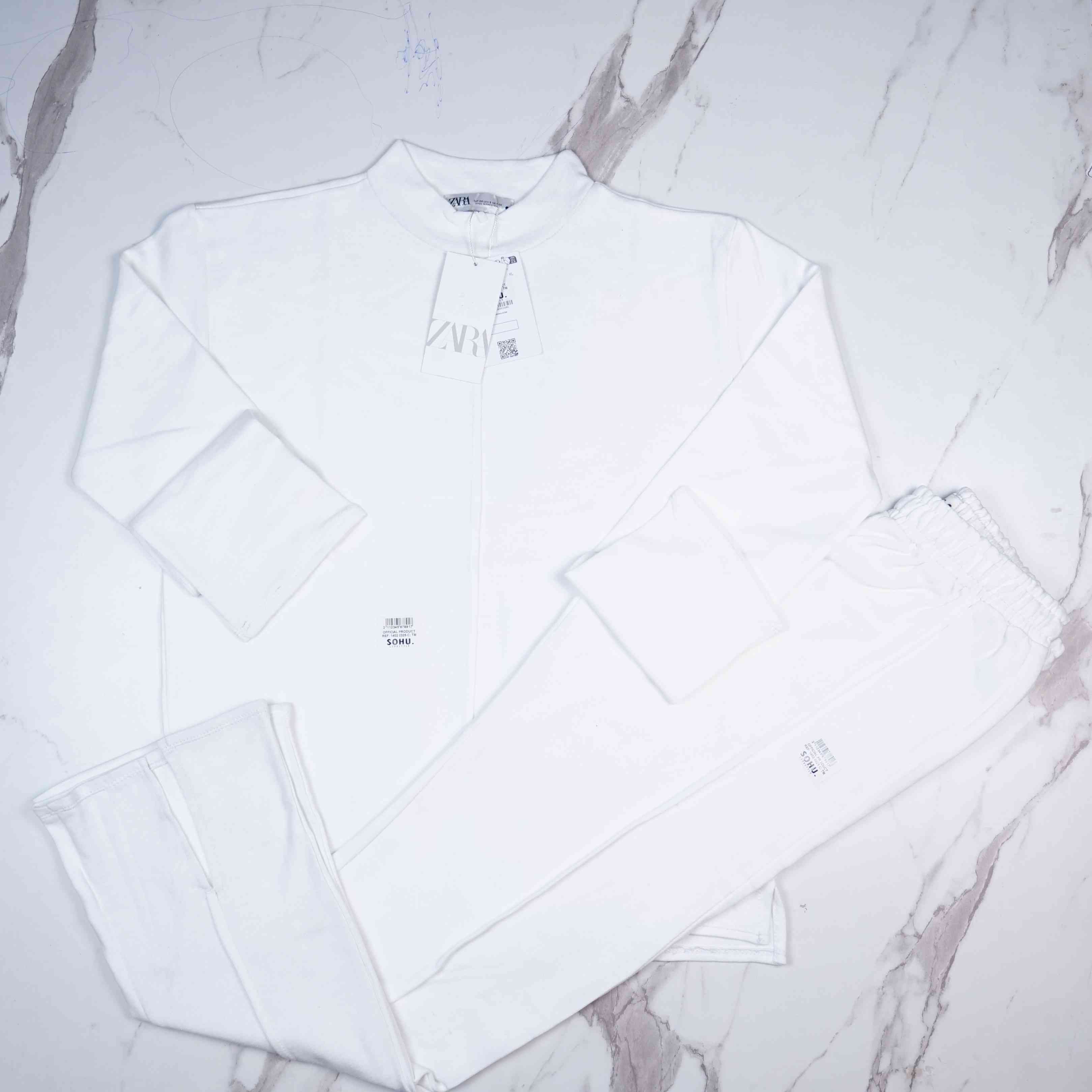 Nicole French Terry Co-ord Set (Brilliant White) - Sohu Lifestyle