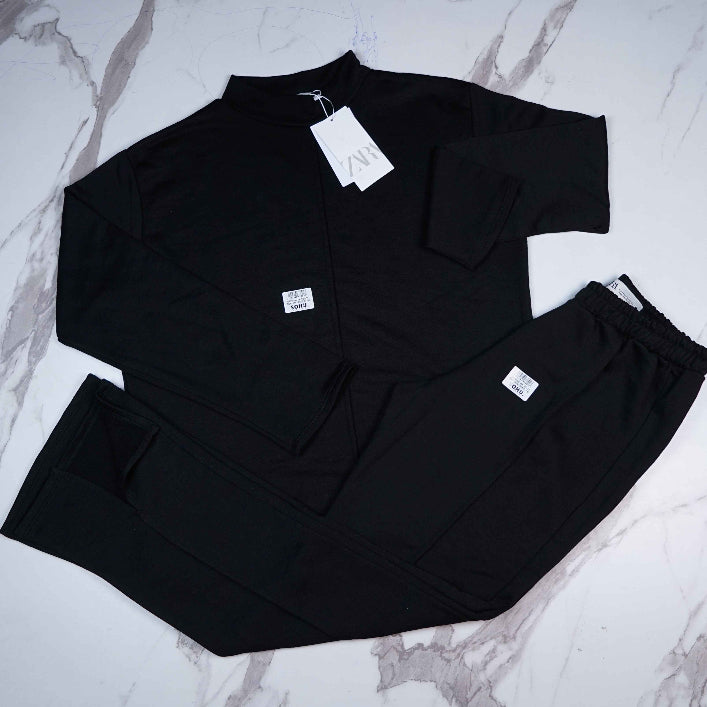 Summer Nicole French Terry Co-ord Set (Bold Black) - Sohu Lifestyle