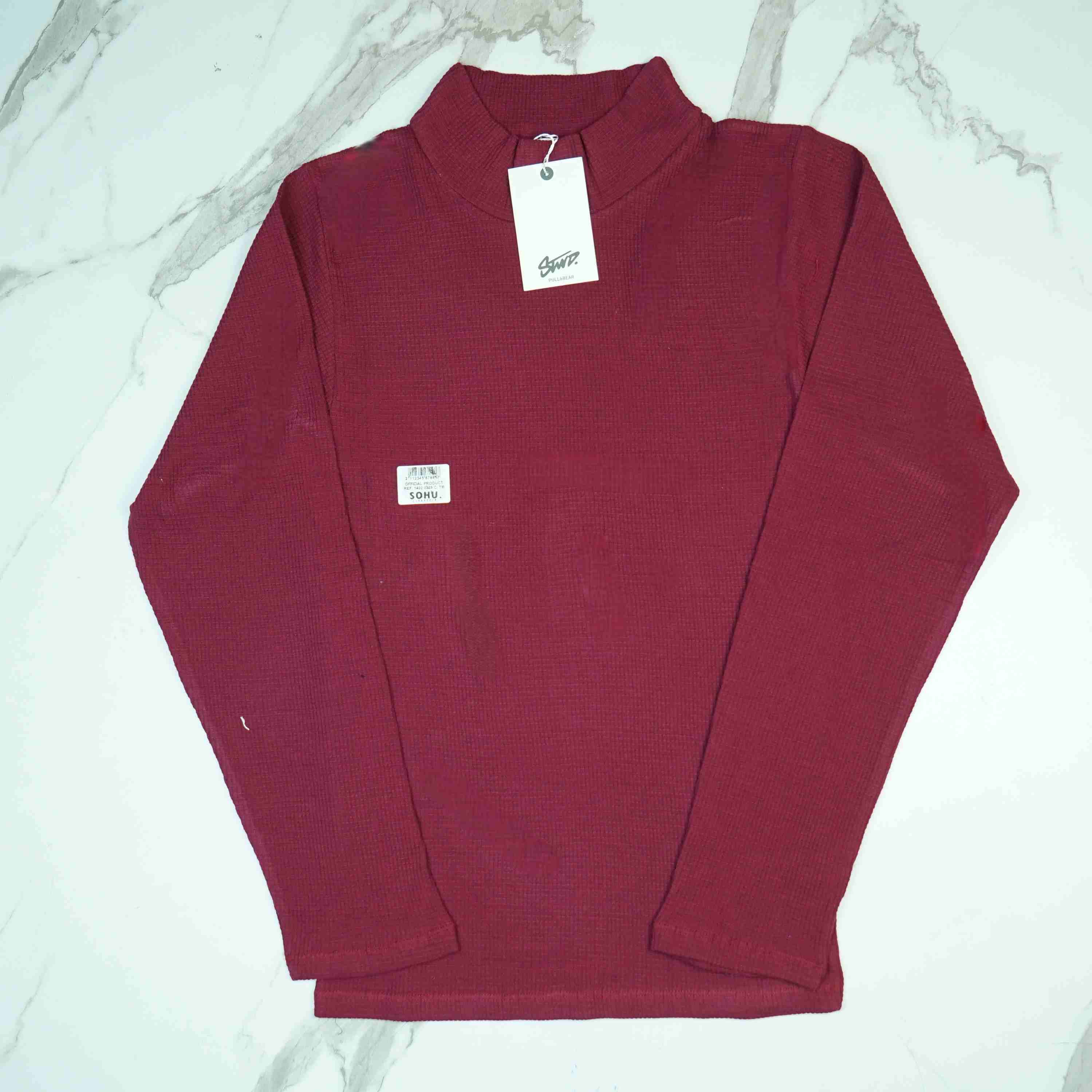 Full Sleeve Rib Shirt (Maroon) - Sohu Lifestyle