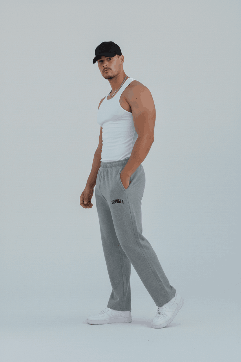 YOUNGLA Wide Leg Trousers (Grey) - Sohu Lifestyle