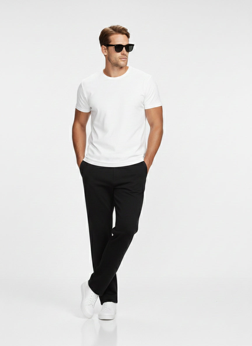 P&B Mens Wide Leg Trousers (Black) - Sohu Lifestyle