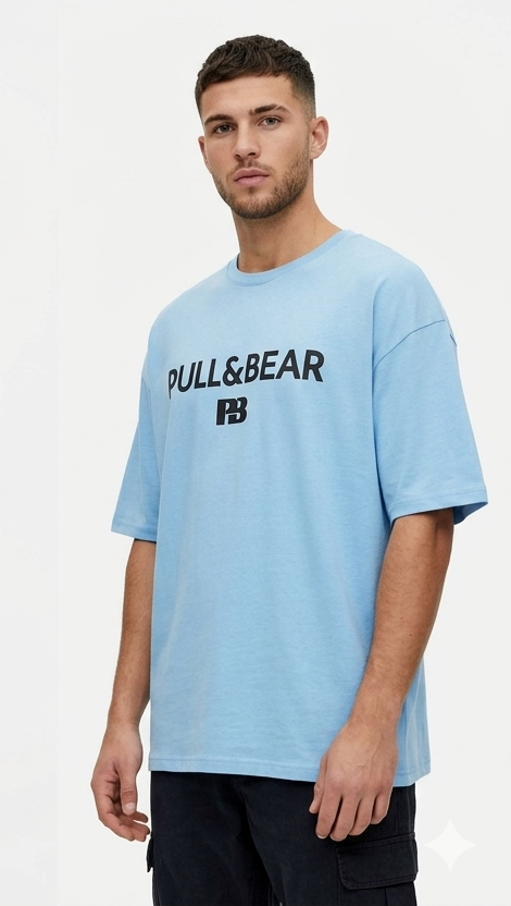 Pull&Bear Oversized T-Shirt For Men (Sky-Blue) - Sohu Lifestyle