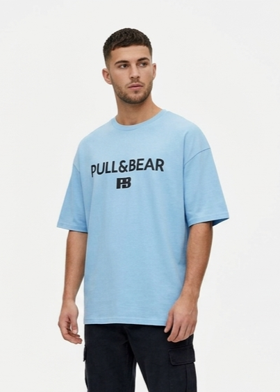 Pull&Bear Oversized T-Shirt For Men (Sky-Blue) - Sohu Lifestyle