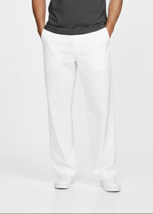 P&B Mens Wide Leg Trousers (White) - Sohu Lifestyle