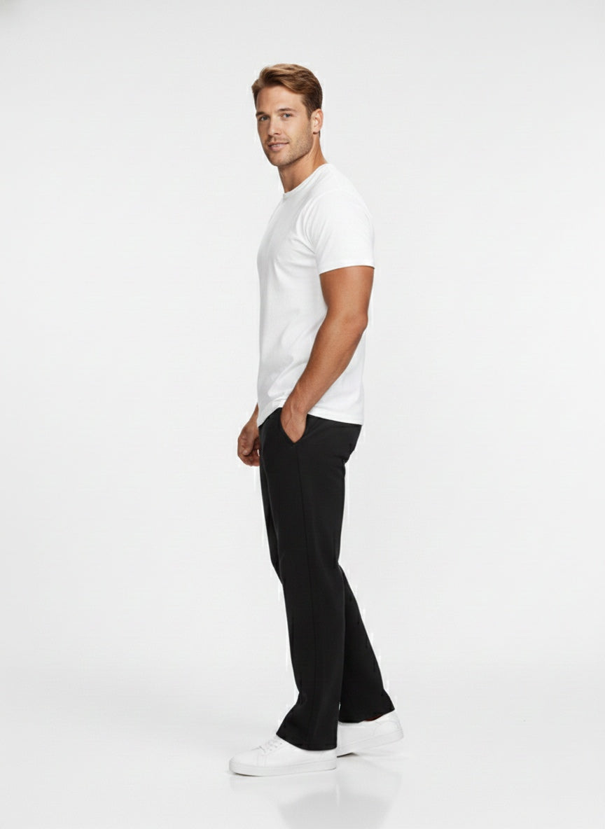 P&B Mens Wide Leg Trousers (Black) - Sohu Lifestyle