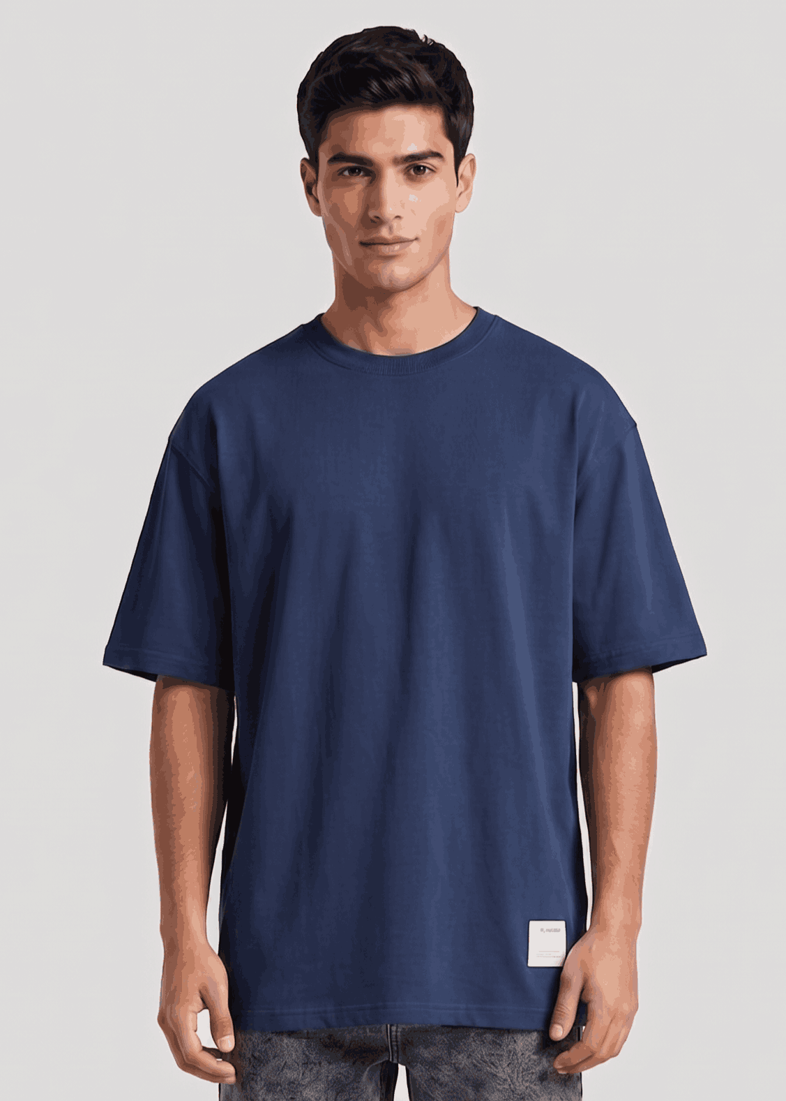P&B Oversized Terry T-Shirt For Men (Navy- Blue) - Sohu Lifestyle
