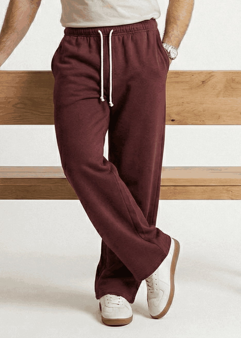 Pull&Bear Wide Leg Sweatpant for Men (Maroon) - Sohu Lifestyle
