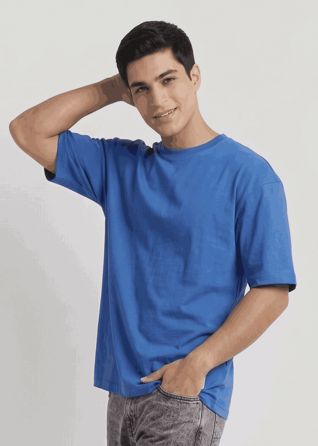 P&B Oversized Terry T-Shirt For Men (Blue) - Sohu Lifestyle