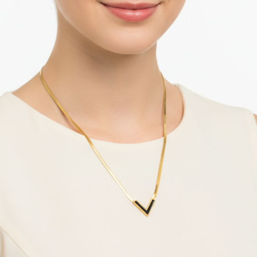 The Onyx Chevron Herringbone Necklace - Sohu Lifestyle