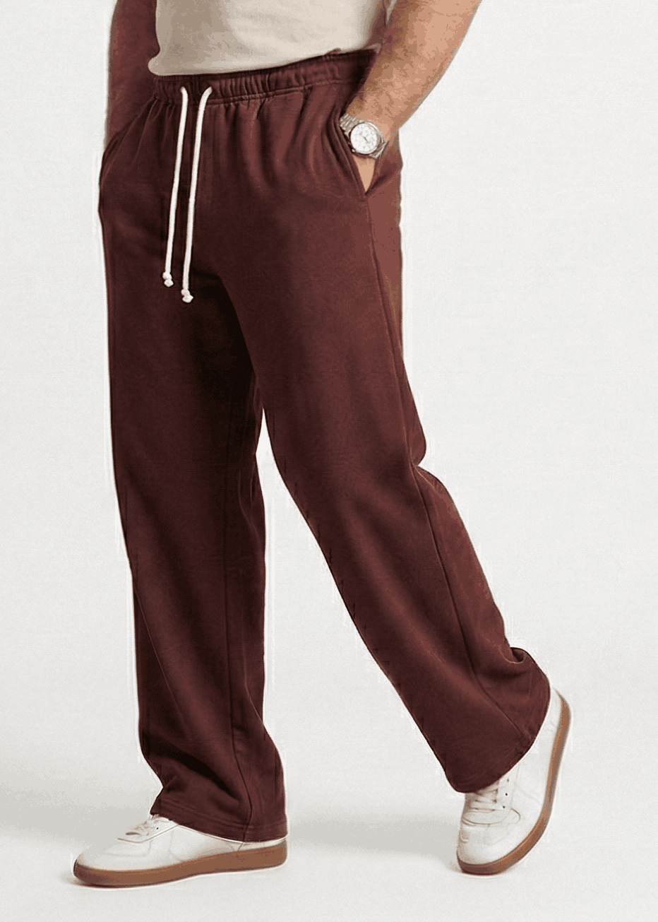 Pull&Bear Wide Leg Sweatpant for Men (Maroon) - Sohu Lifestyle