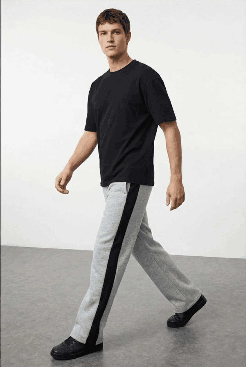 Pack of 2 P&B Side Stripe Trousers For Men's (Black + Grey) - Sohu Lifestyle