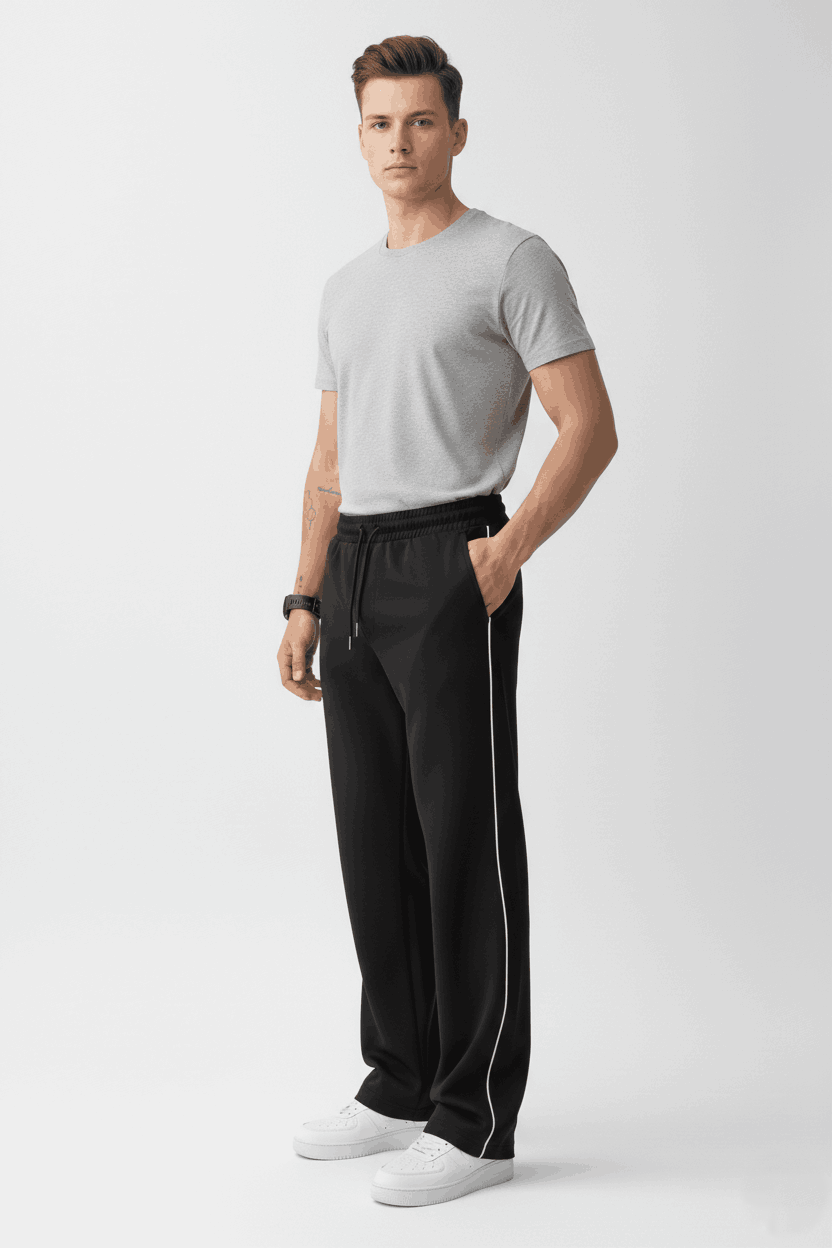 P&B Mono-Stripe Trouser For Men (Black) - Sohu Lifestyle