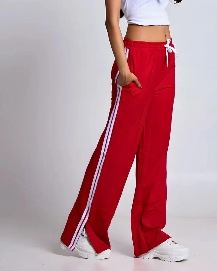 P&B Red Wide Leg Gossip Pants - Sohu Lifestyle