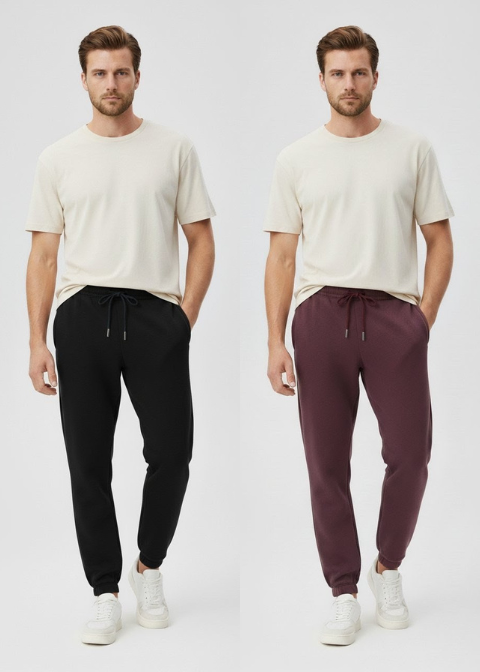 Pack of 2 Primark Jogger Pants For Men (Black + Maroon) - Sohu Lifestyle