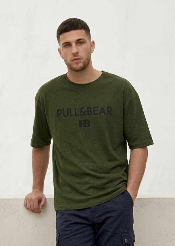 Pull&Bear Oversized T-Shirt For Men (Olive-Green) - Sohu Lifestyle