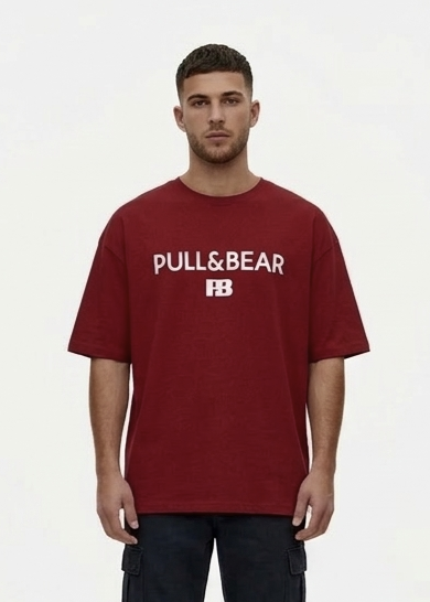 Pull&Bear Oversized T-Shirt For Men (Red) - Sohu Lifestyle
