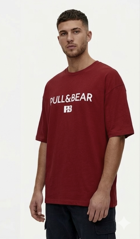 Pull&Bear Oversized T-Shirt For Men (Red) - Sohu Lifestyle
