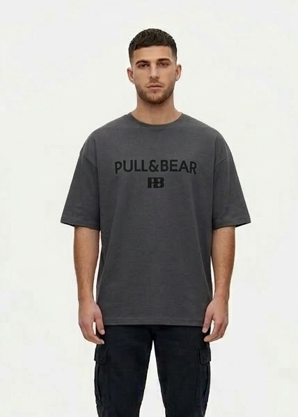 Pull&Bear Oversized T-Shirt For Men (Dark-Grey) - Sohu Lifestyle