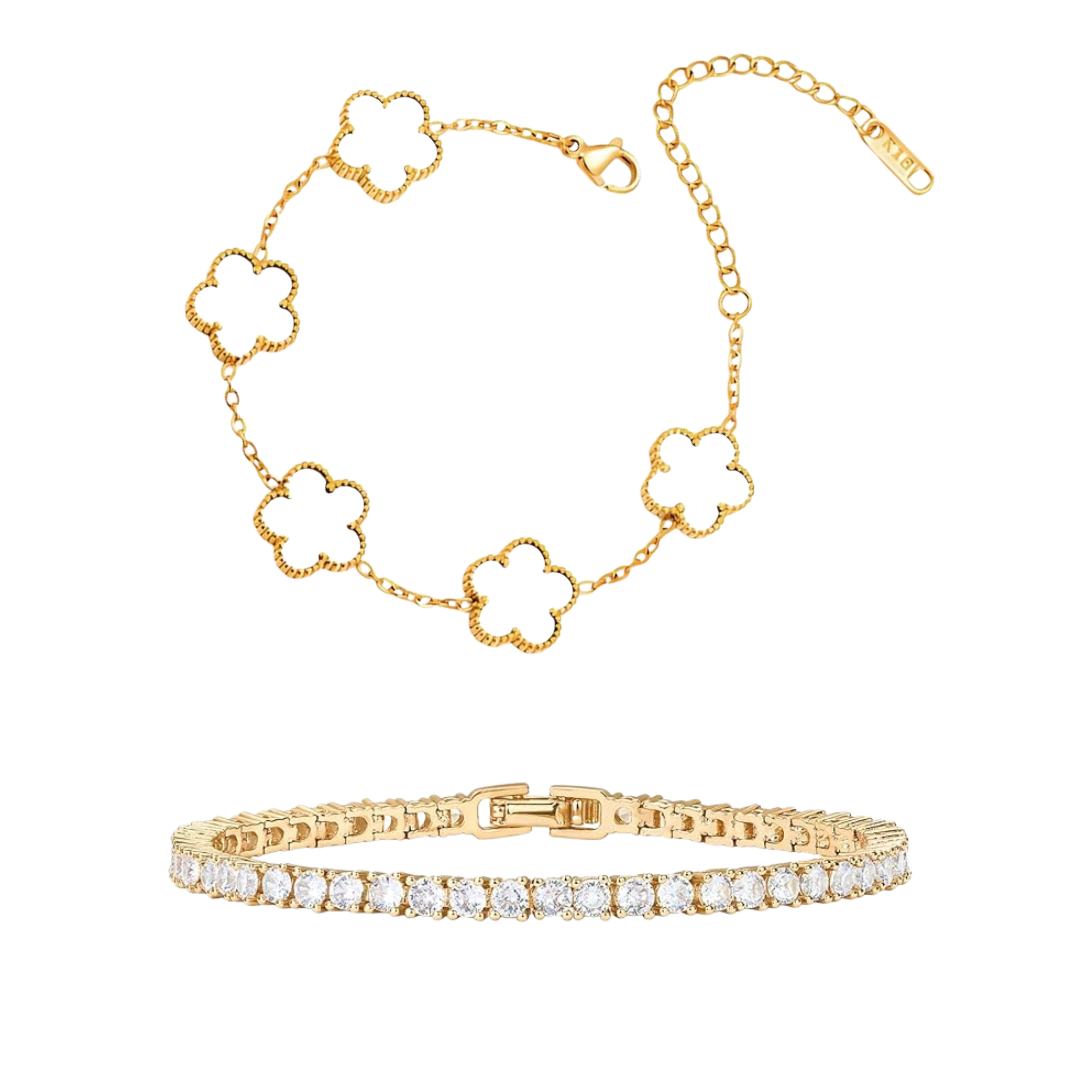 White Clover Bracelet With Tennis Bracelet - Sohu Lifestyle