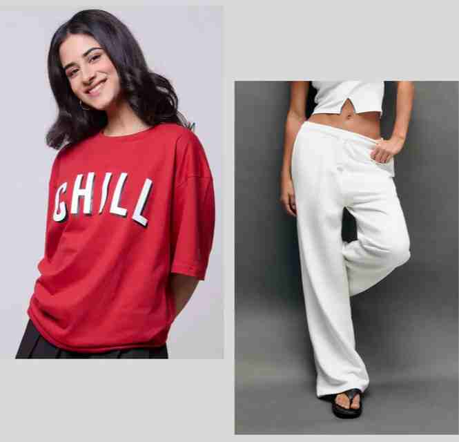P&B Wide Leg Trouser & Red Chill T-Shirt Set - Sohu Lifestyle