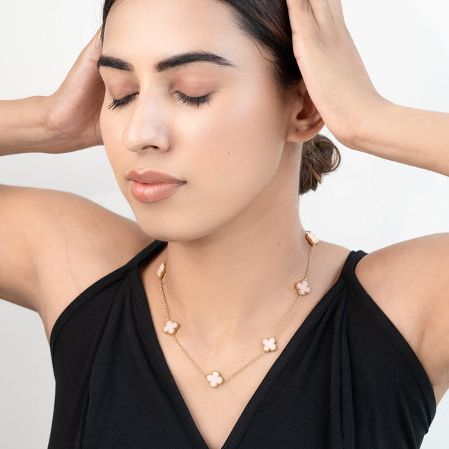 Trinity Pink Clover Necklace - Sohu Lifestyle