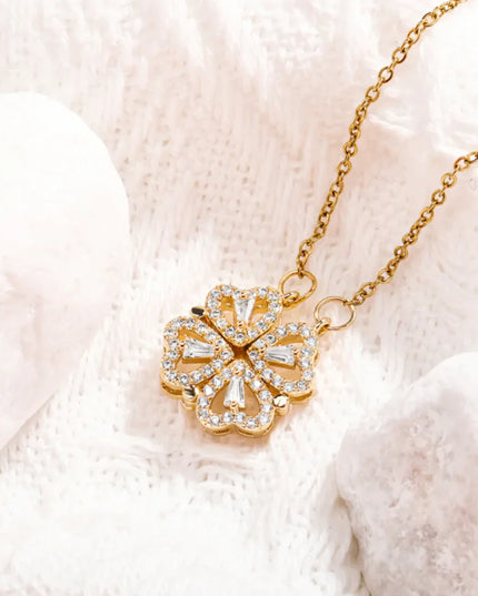 Magnetic Folding Heart Leaf Clover Necklace - Sohu Lifestyle
