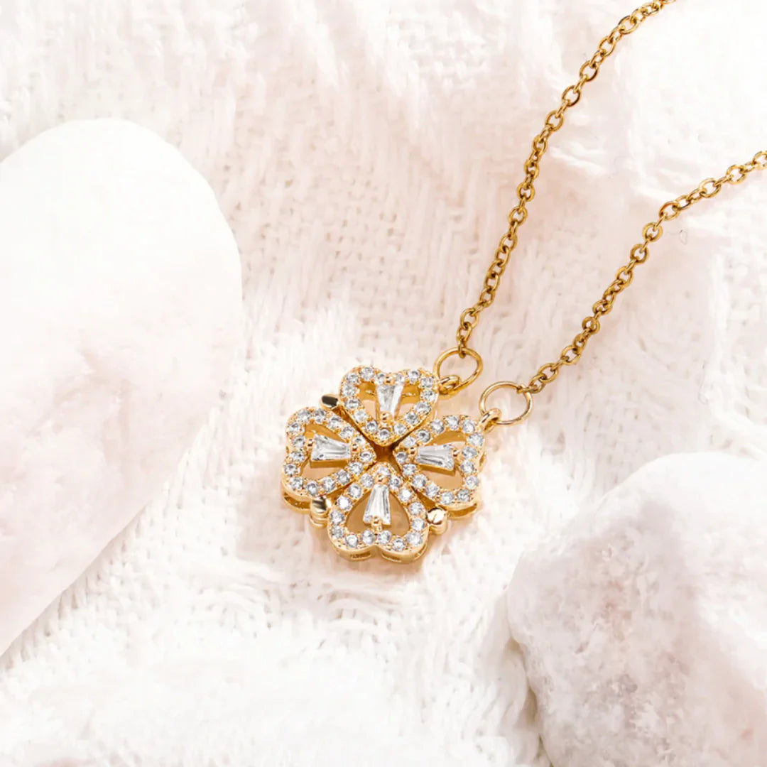 Magnetic Folding Heart Leaf Clover Necklace - Sohu Lifestyle