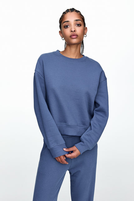 Basic Blue Fleece Sweatshirt - Sohu Lifestyle