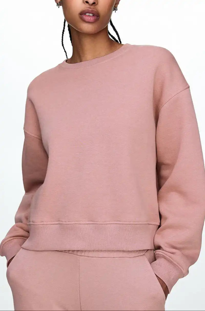 Basic Pink Fleece Sweatshirt - Sohu Lifestyle