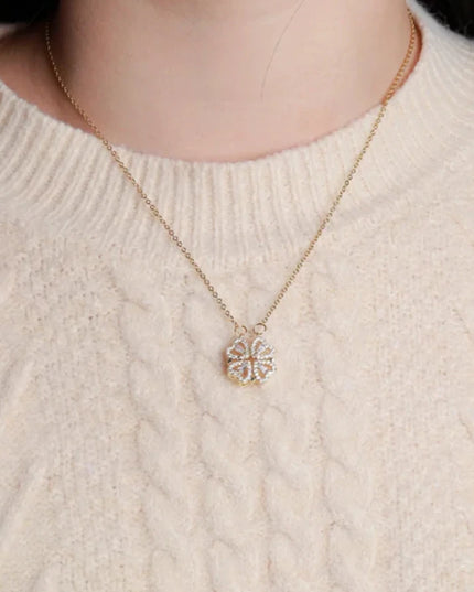 Magnetic Folding Heart Leaf Clover Necklace - Sohu Lifestyle