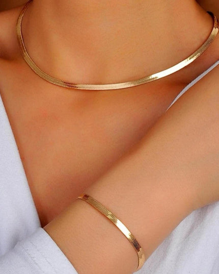 Golden Snake Chain & Bracelet Set - Sohu Lifestyle