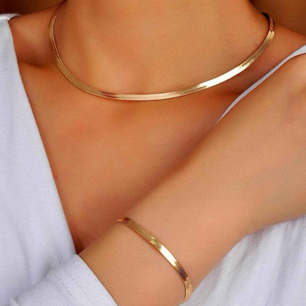 Golden Snake Chain & Bracelet Set - Sohu Lifestyle