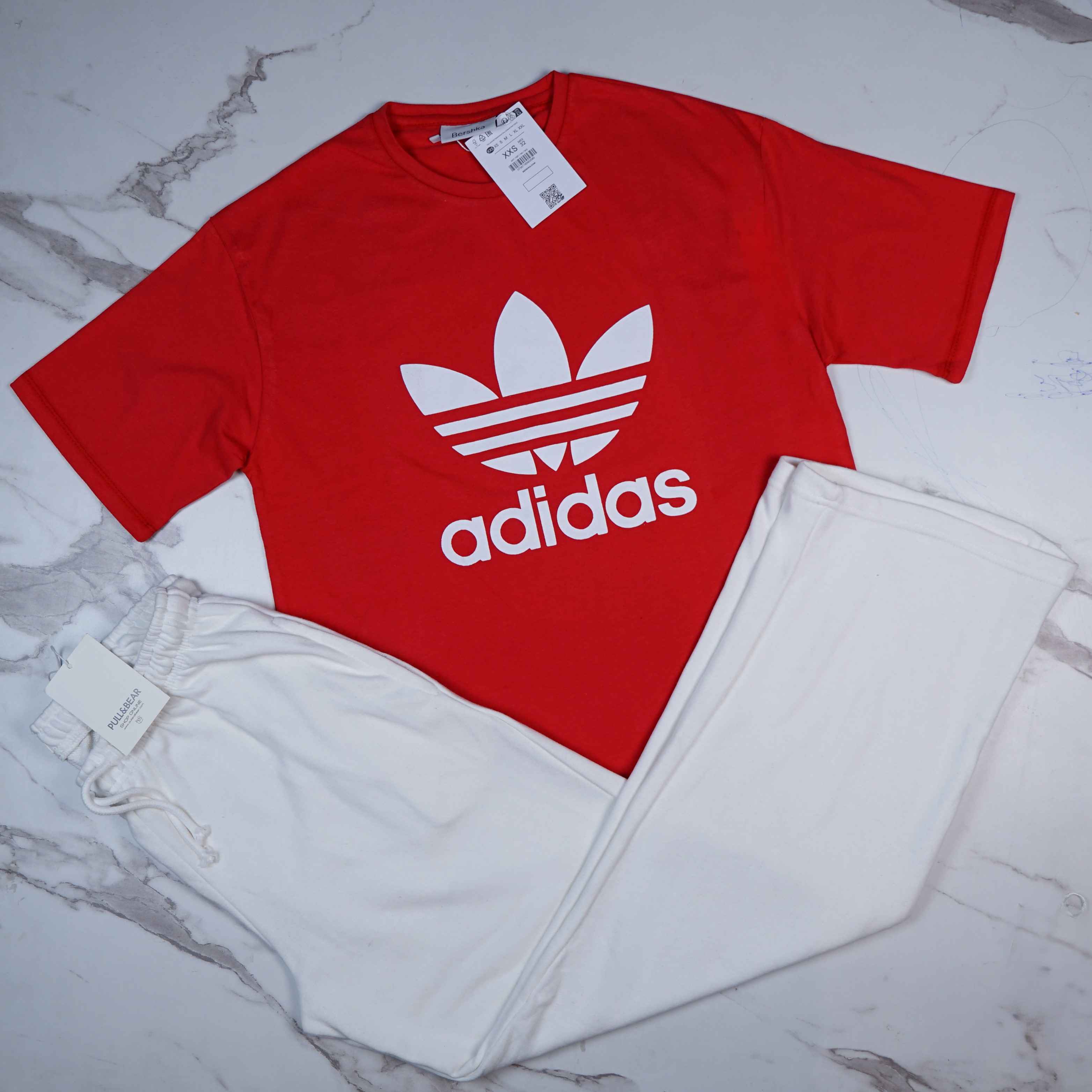 P&B Wide Leg Trouser & Red Trifoil T-Shirt Set - Sohu Lifestyle