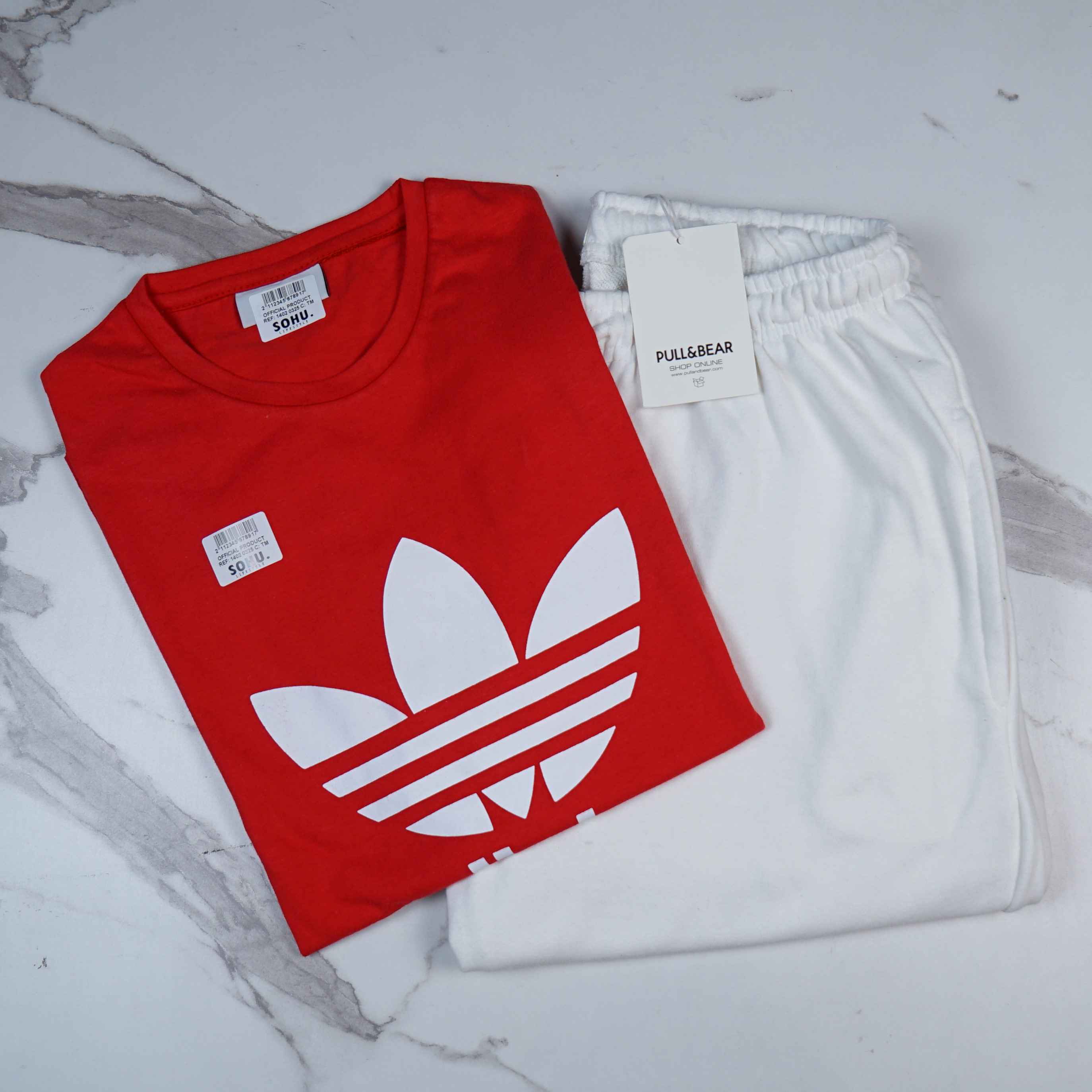 P&B Wide Leg Trouser & Red Trifoil T-Shirt Set - Sohu Lifestyle