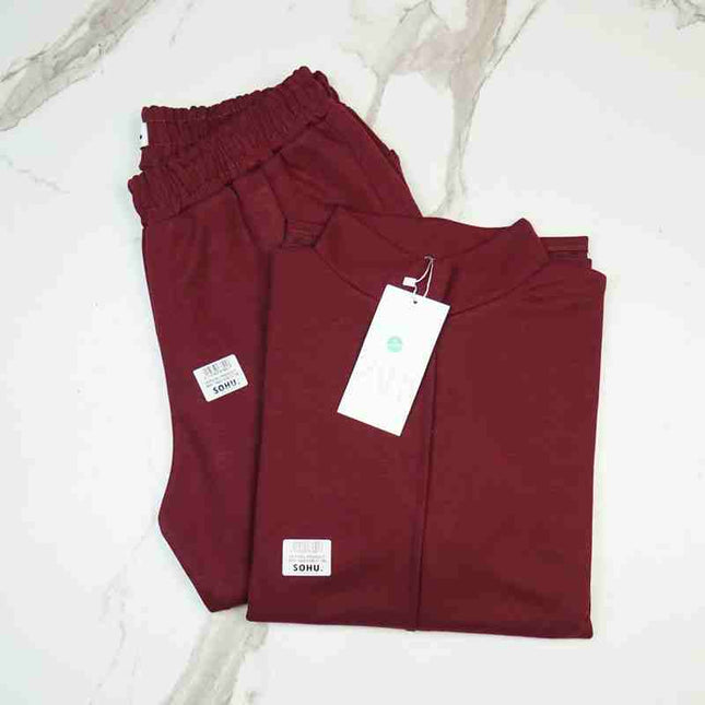 Summer Nicole French Co-ord Set (Maroon)