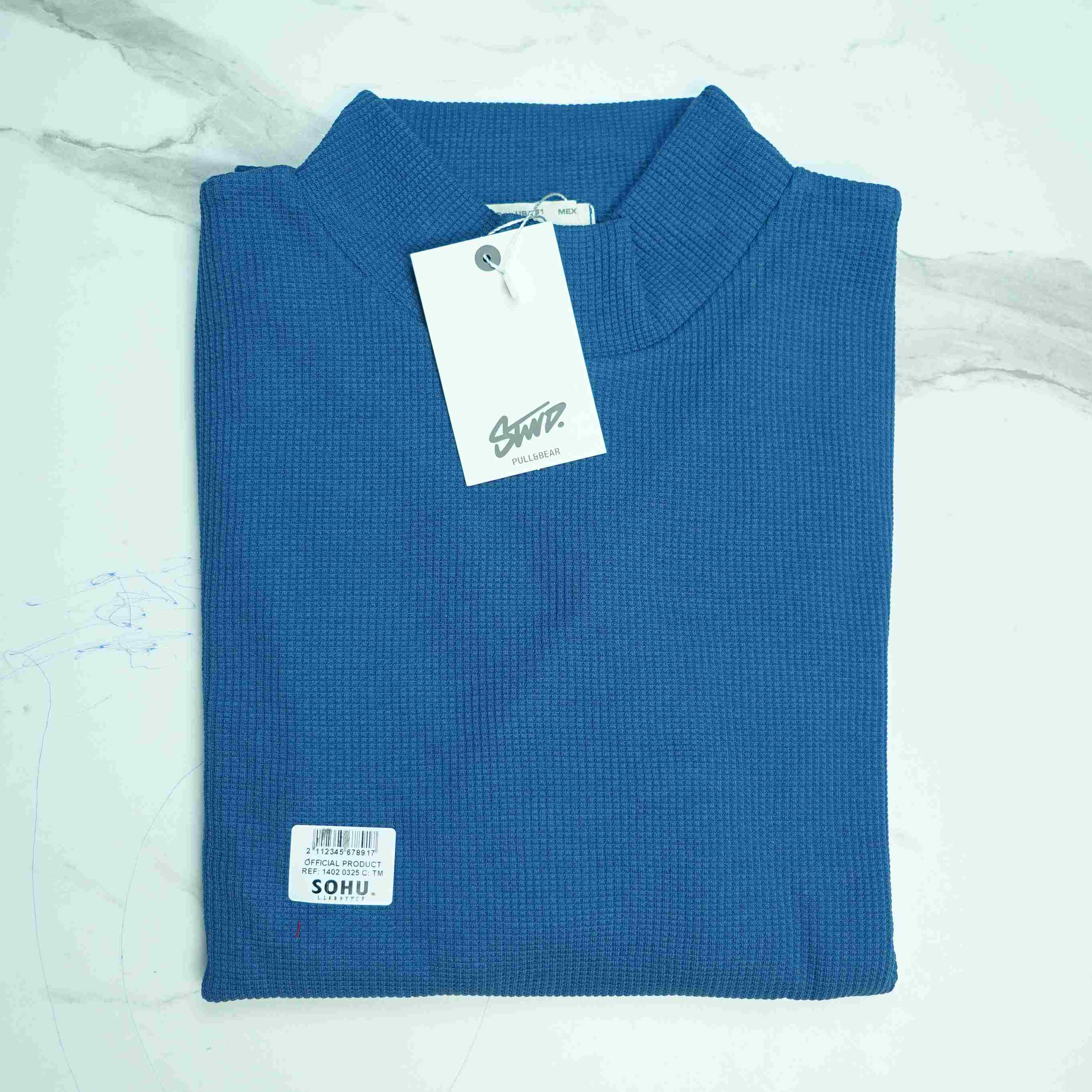 Full Sleeve Rib Shirt (Blue) - Sohu Lifestyle