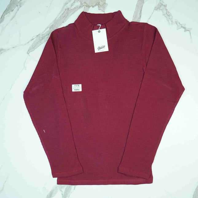 Full Sleeve Rib Shirt (Maroon) - Sohu Lifestyle