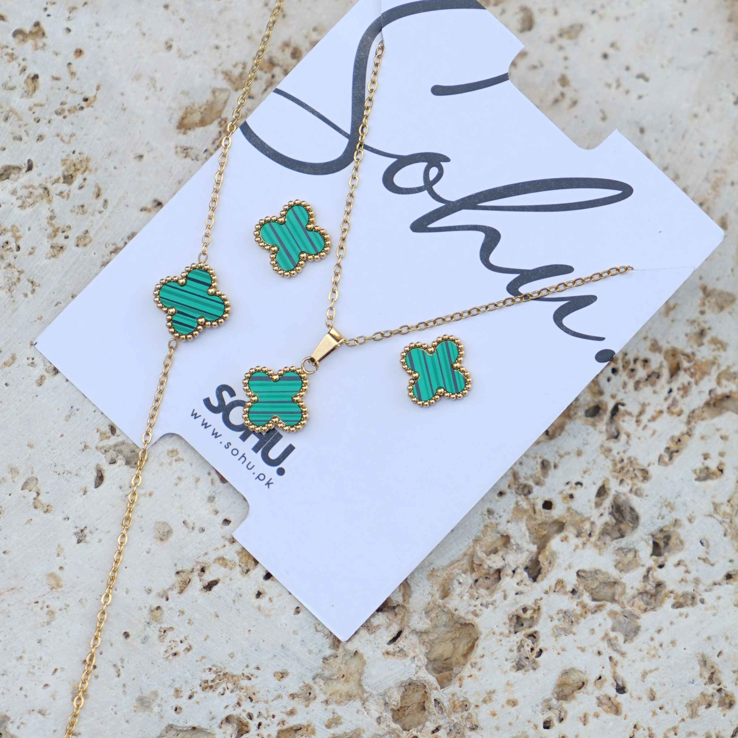 Green Clover Jewellery Set - Sohu Lifestyle