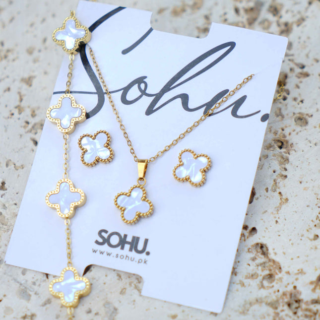 White Clover Jewellery Set - Sohu Lifestyle
