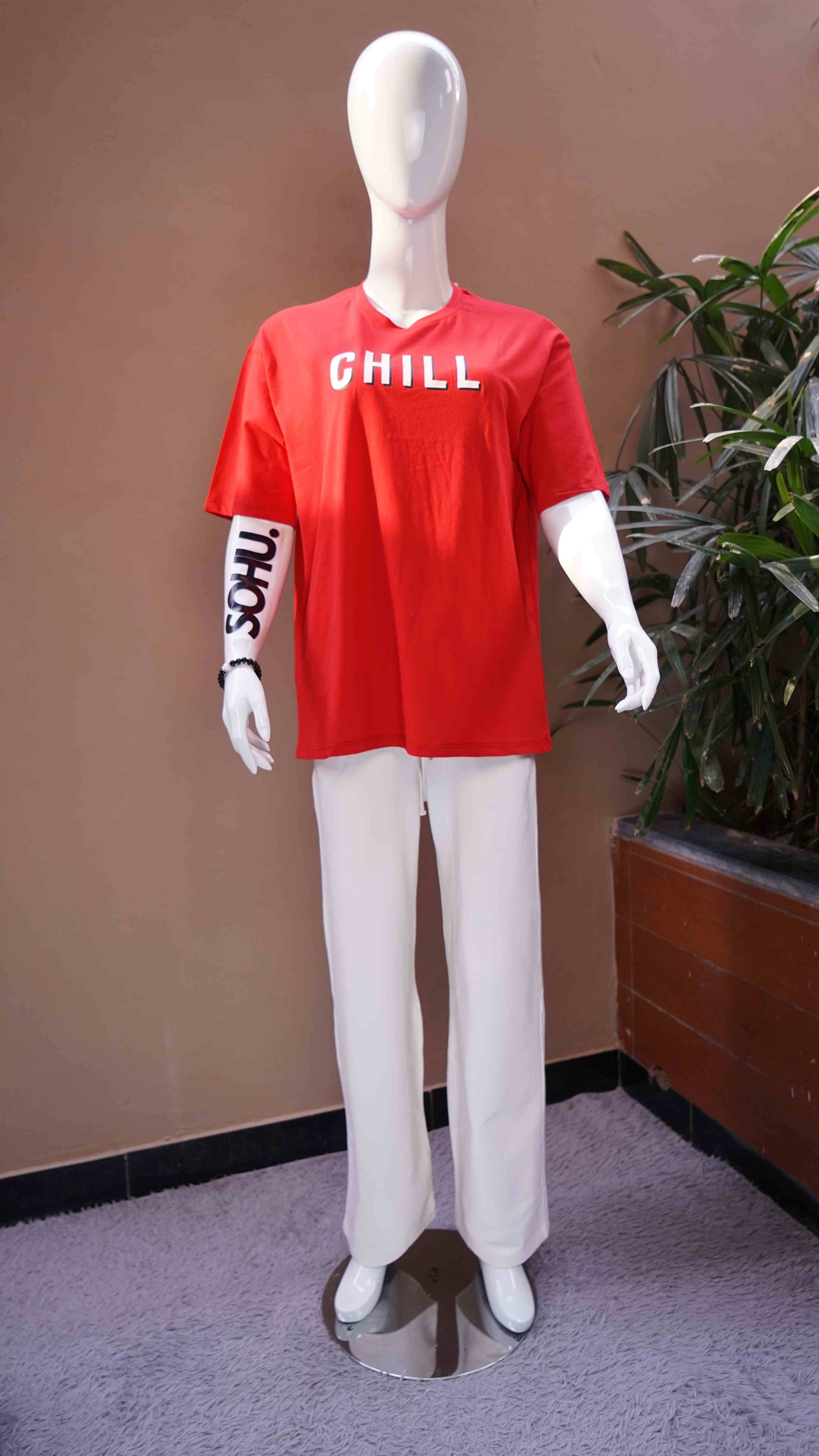 P&B Wide Leg Trouser & Red Chill T-Shirt Set - Sohu Lifestyle