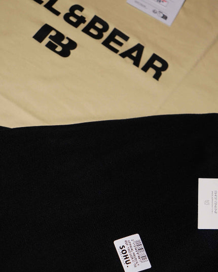 P&B Beige T-Shirt & Black Wide Leg Trouser For Men