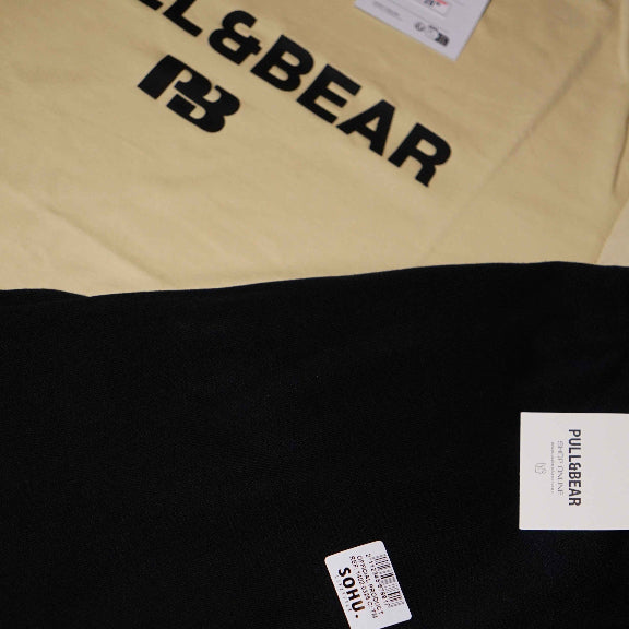 P&B Beige T-Shirt & Black Wide Leg Trouser For Men