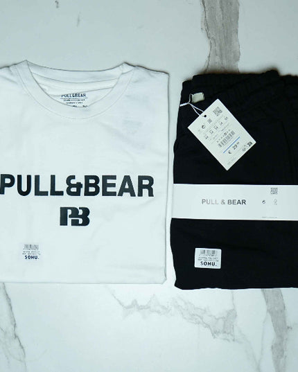 P&B White T-Shirt & Black Wide Leg Trouser Combo