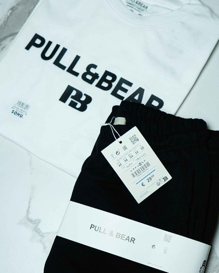 P&B White T-Shirt & Black Wide Leg Trouser Combo