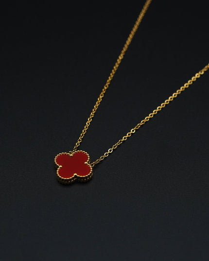 Elegant Red Clover Pendant Necklace - Sohu Lifestyle
