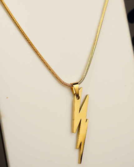 Gold Lightning Pendant & Chain