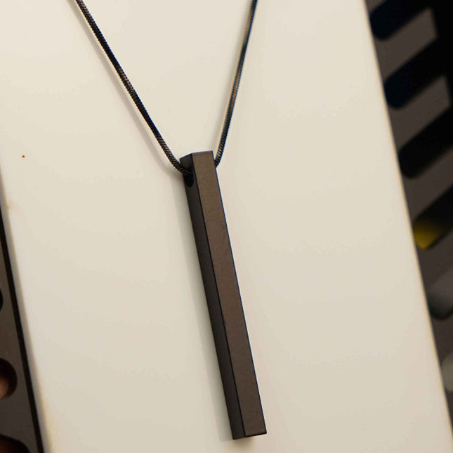 Black Bar Pendant & Chain