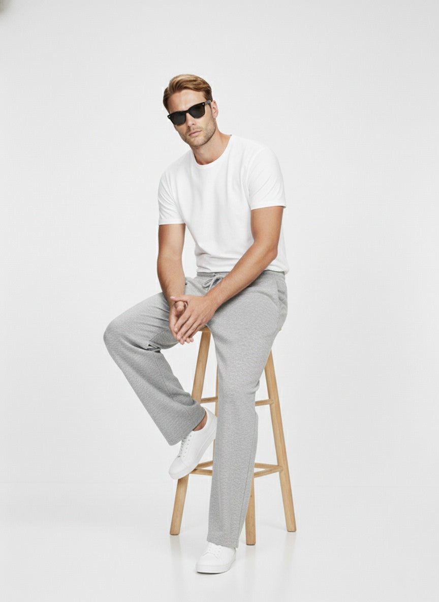 P&B Mens Wide Leg Trousers (Grey) - Sohu Lifestyle