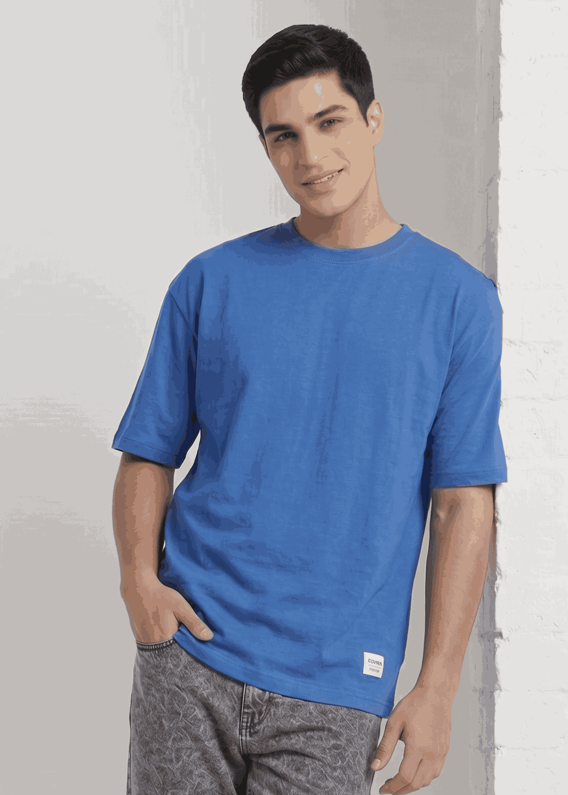 P&B Oversized Terry T-Shirt For Men (Blue) - Sohu Lifestyle